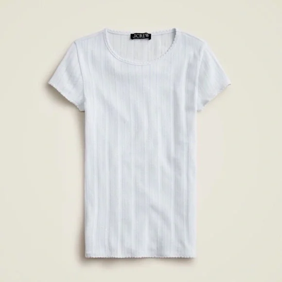 J. Crew Women's Light Blue Pointelle Short-Sleeve T-Shirt, Size XS - Picture 3 of 10